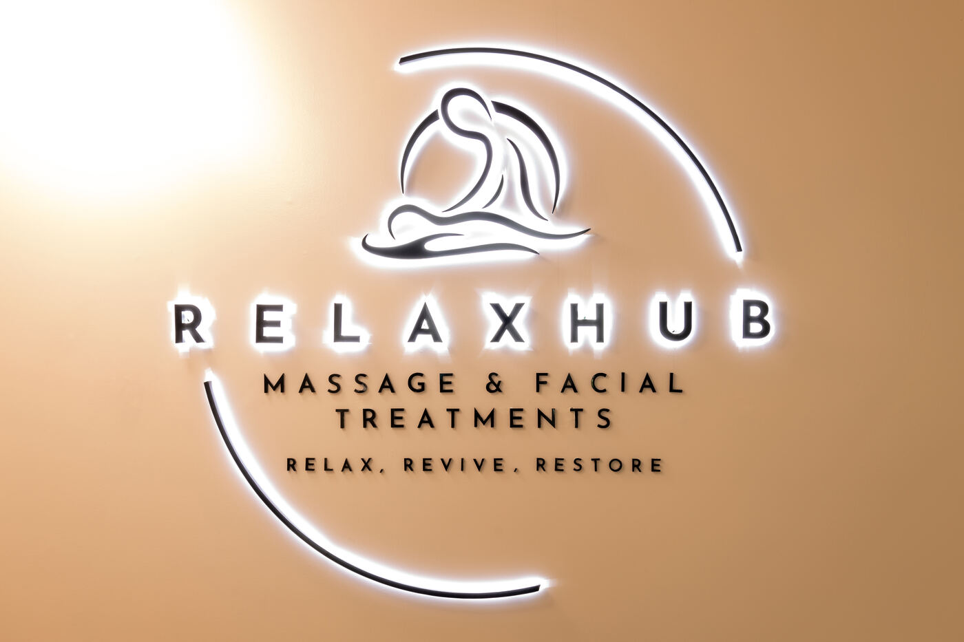Relax Hub Massage and Facial Treatments — brand wall